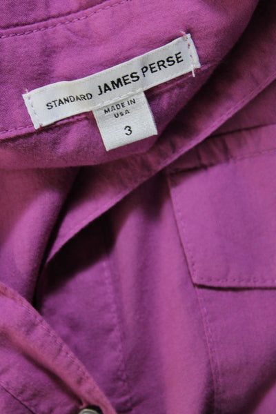 Standard James Perse Womens Long Sleeves Button Down Shirt Pink Cotton Size 3