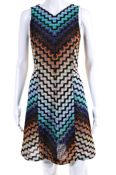 Missoni Orange Label Womens Sleeveless V Neck Mini Dress Multi Colored Size Smal