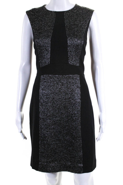 Magaschoni Womens Tweed Sleeveless Sheath Dress Black Wool Blend Size 6