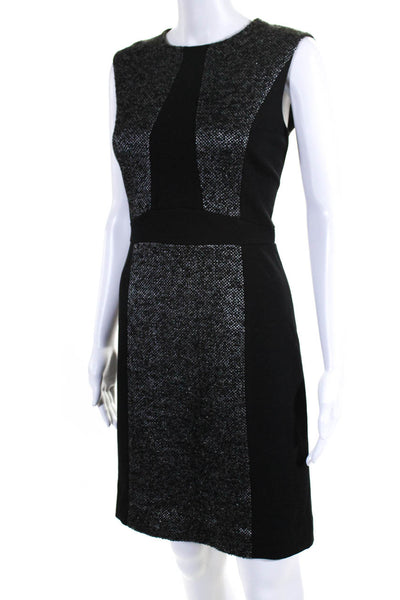 Magaschoni Womens Tweed Sleeveless Sheath Dress Black Wool Blend Size 6