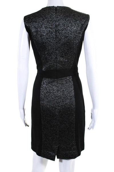 Magaschoni Womens Tweed Sleeveless Sheath Dress Black Wool Blend Size 6