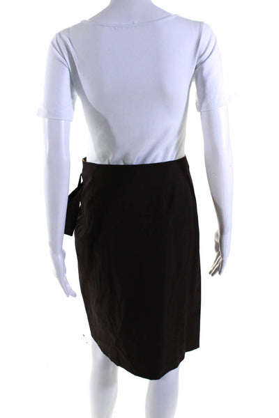 Blumarine Womens Jeweled Buckle Wrap Skirt Brown Wool Blend Size EUR 40