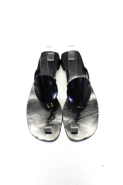 Kate Spade New York Womens Leather Gold Tone Thong Sandals Black Size 8 B