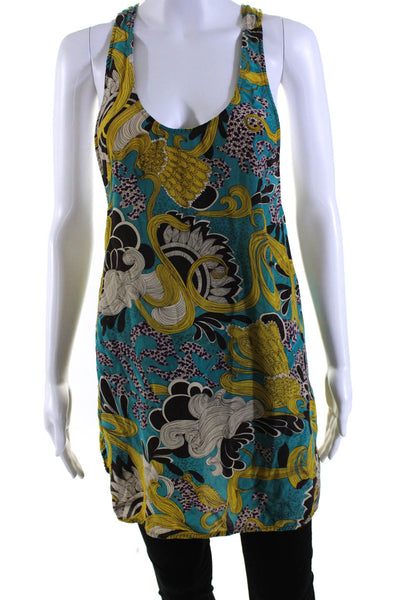 Karen Zambos Womens Silk Abstract Print Tank Top Multi Colored Size Small