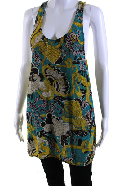 Karen Zambos Womens Silk Abstract Print Tank Top Multi Colored Size Small