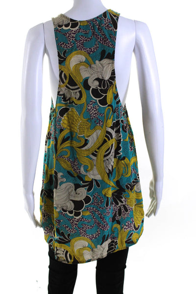 Karen Zambos Womens Silk Abstract Print Tank Top Multi Colored Size Small