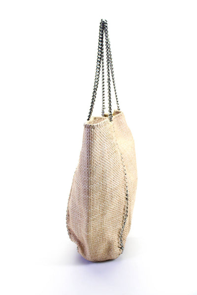 Stella McCartney Womens Natural Brown  Falabella Straw Chain Strap Tote Shoulder