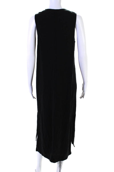 Lululemon Womens Black Crew Neck Side Slit Sleeveless Midi Tank Dress Size 2