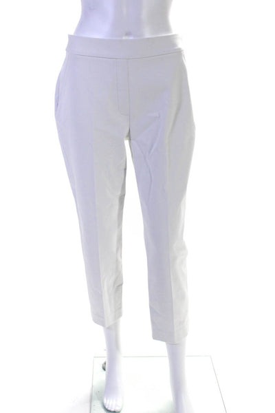 SPANX® Womens White High Rise Cotton Blend Pleated Straight Leg Pants Size M