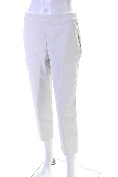 SPANX® Womens White Cotton Blend High Rise Pleated Straight Leg Pants Size M