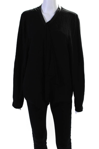 Eileen Fisher Womens Long Sleeve Open Front Silk Light Jacket Black Size XL