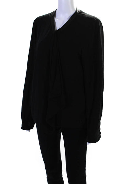 Eileen Fisher Womens Long Sleeve Open Front Silk Light Jacket Black Size XL