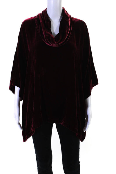 Eileen Fisher Womens Half Sleeve Cowl Neck Velvet Red Blouse Top Red Size XL