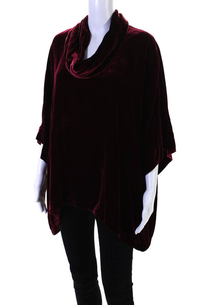 Eileen Fisher Womens Half Sleeve Cowl Neck Velvet Red Blouse Top Red Size XL