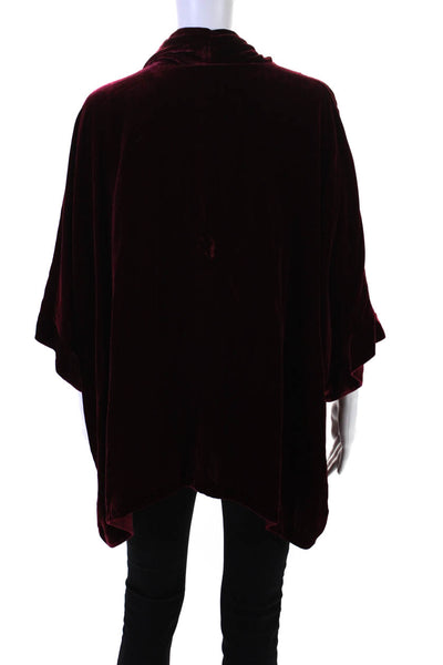 Eileen Fisher Womens Half Sleeve Cowl Neck Velvet Red Blouse Top Red Size XL