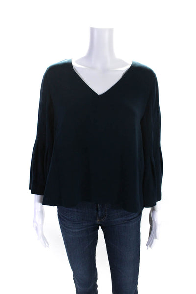 Club Monaco Womens 3/4 Sleeve V Neck Oversized Blouse Top Blue Size Medium