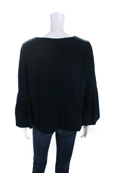 Club Monaco Womens 3/4 Sleeve V Neck Oversized Blouse Top Blue Size Medium