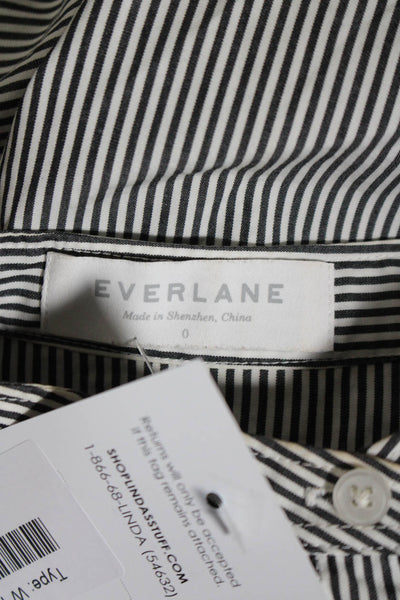 Everlane Womens Button Front Short Sleeve Striped Shirt Black White Size 0