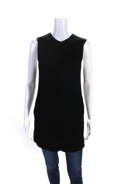 Wilfred Womens Sleeveless Crew Neck Side Slit Knit Tunic Top Black Size XS