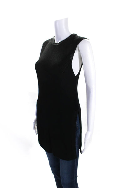 Wilfred Womens Sleeveless Crew Neck Side Slit Knit Tunic Top Black Size XS