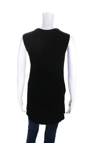 Wilfred Womens Sleeveless Crew Neck Side Slit Knit Tunic Top Black Size XS