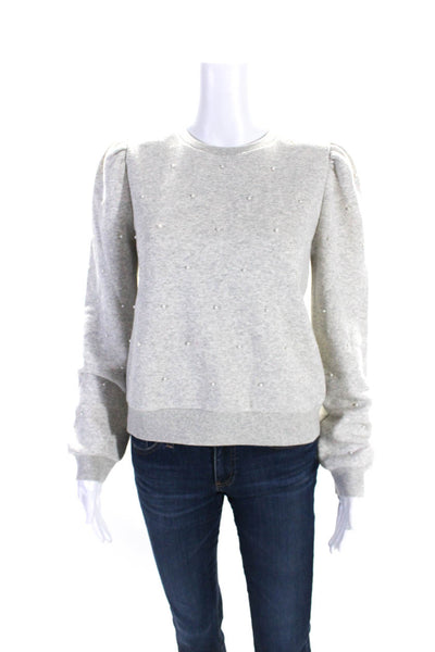 Generation Love Womens Pullover Crew Neck Faux Pearl Sweatshirt Gray Size XS