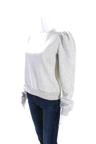 Generation Love Womens Pullover Crew Neck Faux Pearl Sweatshirt Gray Size XS