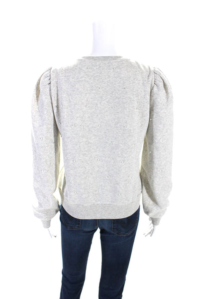 Generation Love Womens Pullover Crew Neck Faux Pearl Sweatshirt Gray Size XS