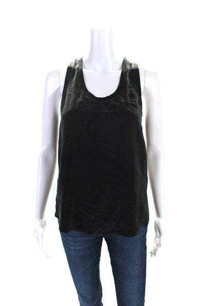 Joie Womens Scoop Neck Silk Pocket Tank Top Black Size 2XS