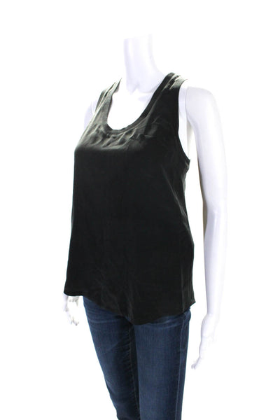 Joie Womens Scoop Neck Silk Pocket Tank Top Black Size 2XS