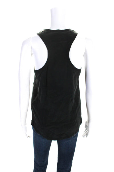 Joie Womens Scoop Neck Silk Pocket Tank Top Black Size 2XS