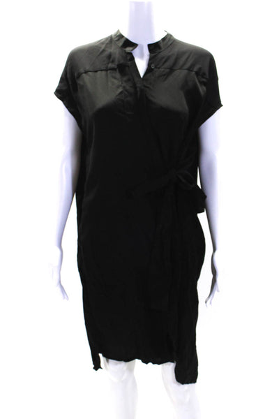 Allsaints Womens Willow Wrap Waist Sleeveless Shirt Dress Black Size Extra Small