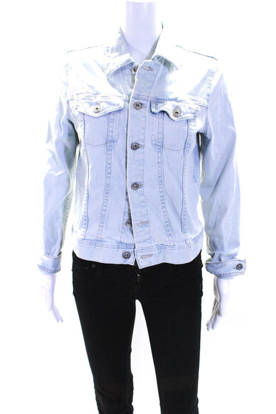 AG Adriano Goldschmied Womens Long Sleeve Denim Shirt Jacket Light Blue Medium