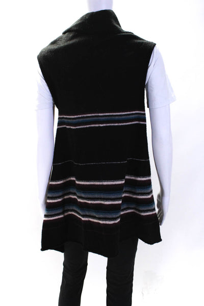 Joie Womens Striped Waterfall Cardigan Vest Black Brown Blue Size Small