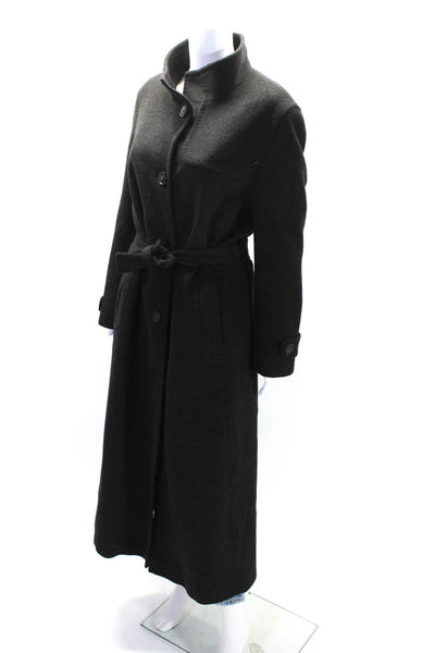 Cinzia Rocca Womens Charcoal Wool Collar Belt Long Sleeve Pea Coat Size 12