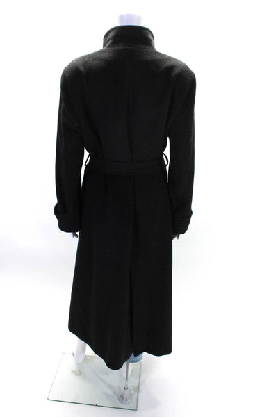 Cinzia Rocca Womens Charcoal Wool Collar Belt Long Sleeve Pea Coat Size 12