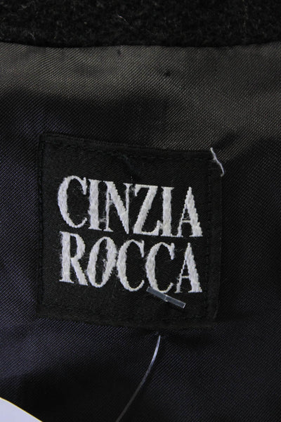 Cinzia Rocca Womens Charcoal Wool Collar Belt Long Sleeve Pea Coat Size 12