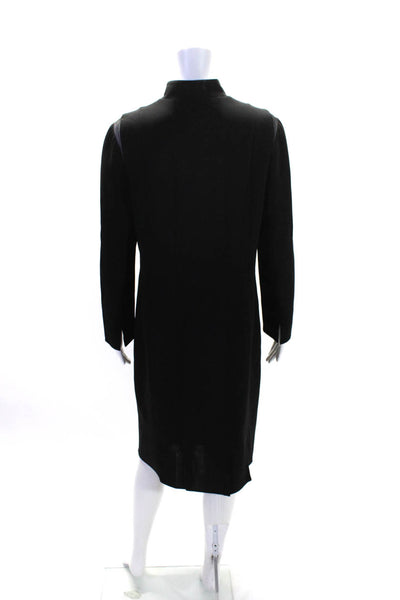 Akris Womens Black Front Zip Long Sleeve High Neck Long Sleeve Shift Dress Size