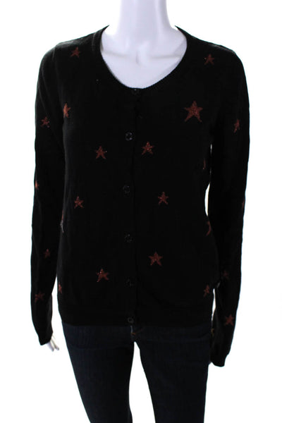 Maison Scotch Womens Cotton Geometric Print Buttoned Cardigan Black Size 3