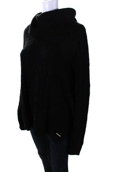 Michael Michael Kors Womens Cotton Knitted Turtleneck Sweater Black Size XL