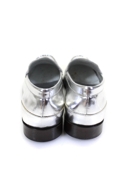 Cole Haan Womens Metallic Apron Square Toe Block Heel Loafers Silver Size 10.5