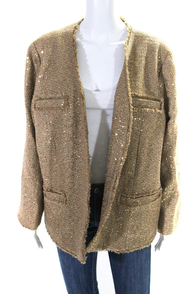 Michael Michael Kors Womesn Sequined Glitter Hook & Loop Blazer Gold Size 24W