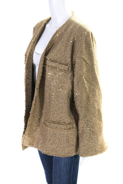 Michael Michael Kors Womesn Sequined Glitter Hook & Loop Blazer Gold Size 24W