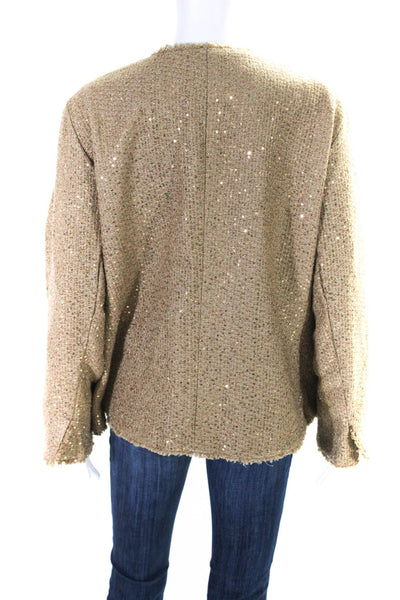 Michael Michael Kors Womesn Sequined Glitter Hook & Loop Blazer Gold Size 24W