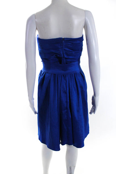 Calvin Klein Womens Sweetheart Neckline Belted Zipped Midi Dress Blue Size 8