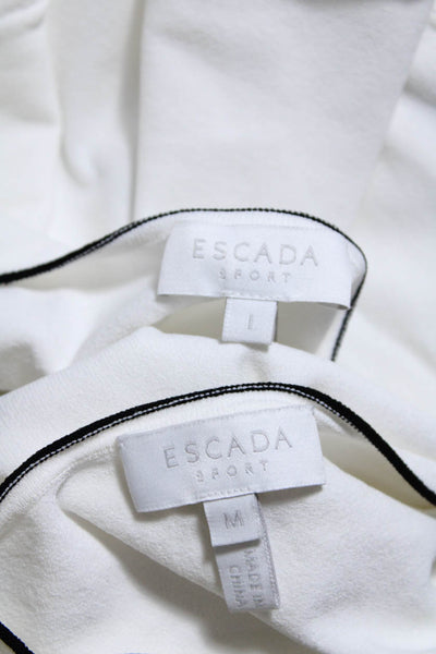 Escada Sport Womens White Crew Neck Cardigan Sweater Top Tank Top Set Size L M