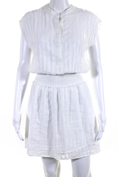 Rails Womens Half Button Down Smocked A Line Dress White Size Extra Small