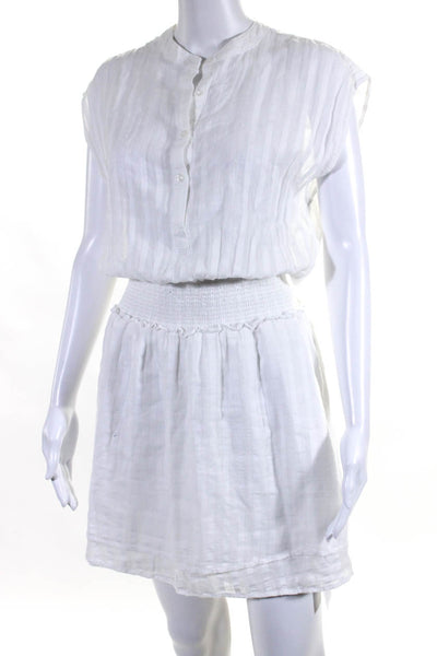 Rails Womens Half Button Down Smocked A Line Dress White Size Extra Small