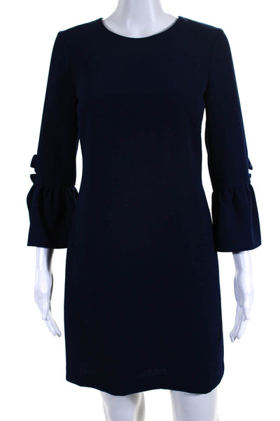 Club Monaco Womens Ruffled Flounce Sleeves Sheath Dress Navy Blue Size 0