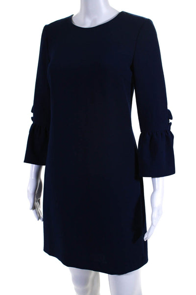 Club Monaco Womens Ruffled Flounce Sleeves Sheath Dress Navy Blue Size 0